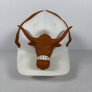 University of Texas Longhorns Bevo 3 D SnapBack Trucker Hat White & Tan